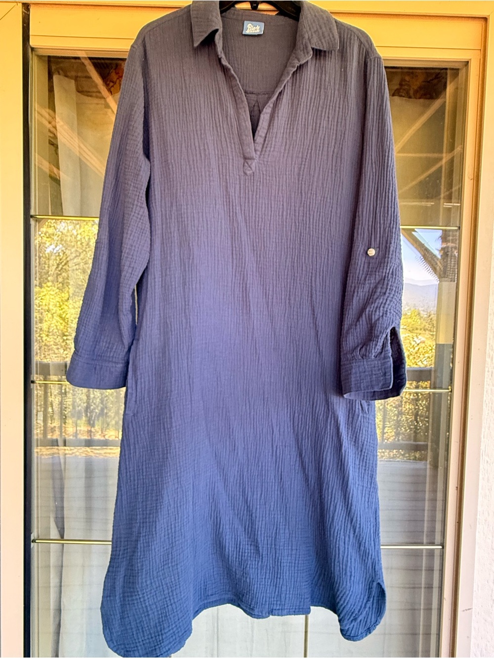 Rip Skirt Hawaii brand Sea Blue Textured Cotton Tunic Dress